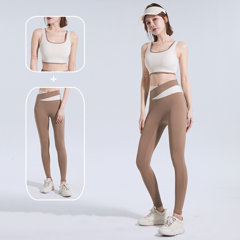 Pilates Yoga Legging - 여성용 빠른 건조 요가 투피스 세트,