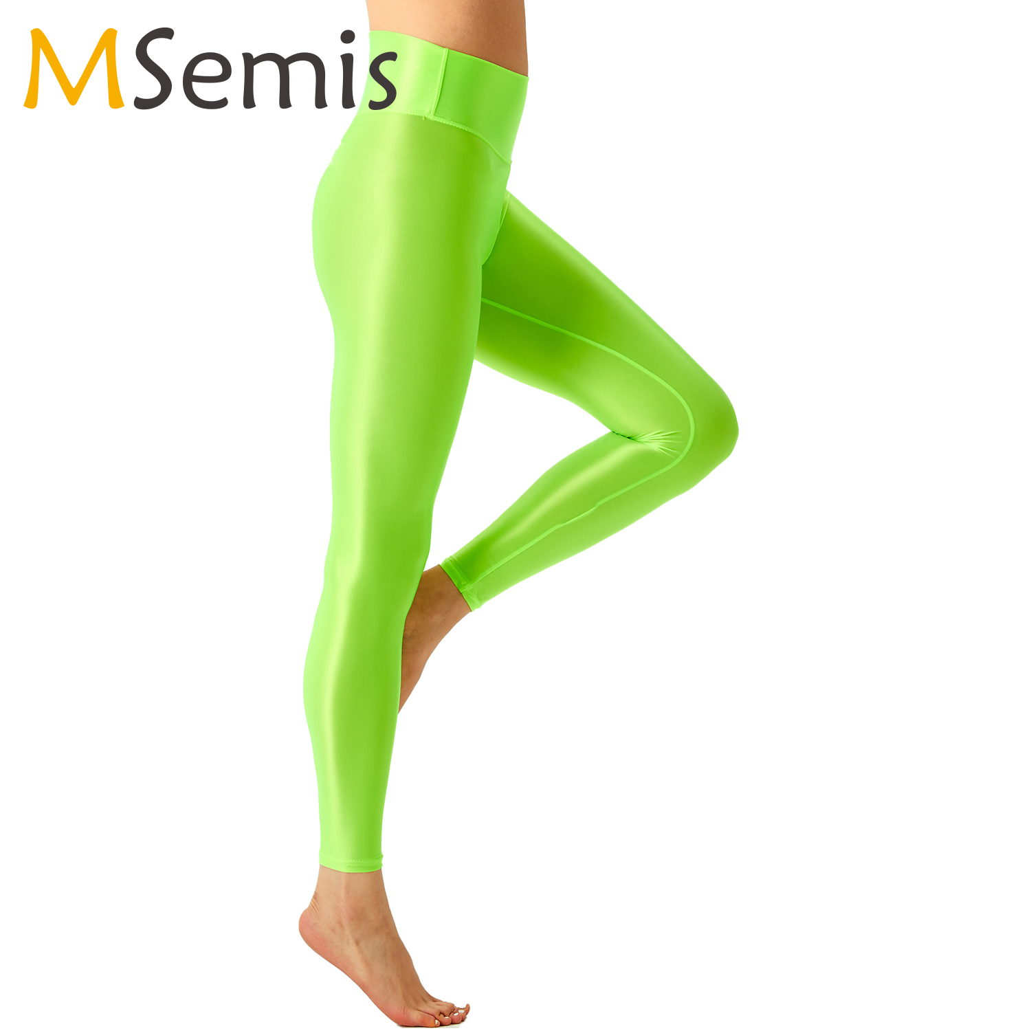 Pilates Yoga Legging - 여성 광택 발레 레깅스 신축성있는 허리띠