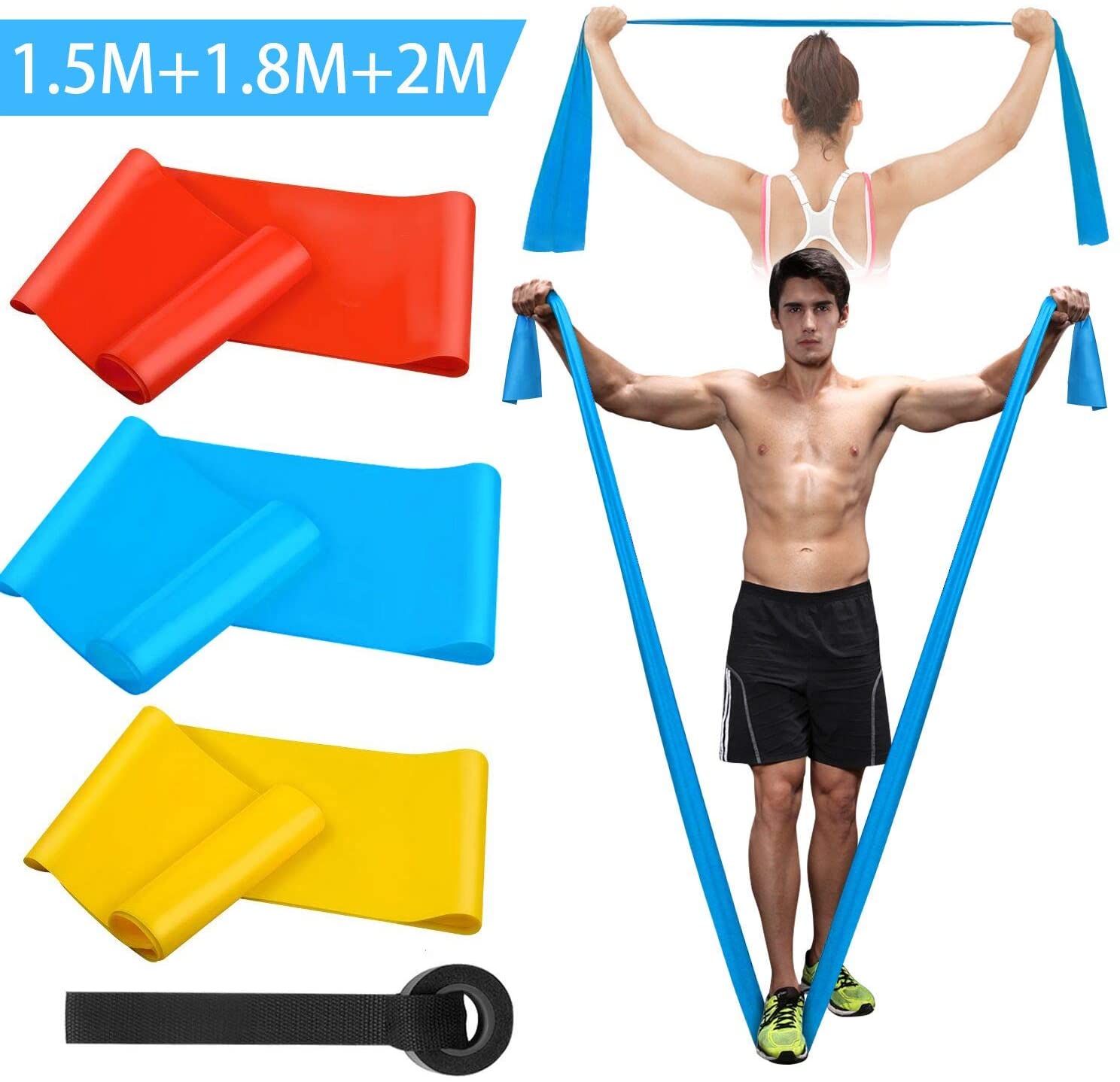 Pilates Yoga Board - 탄성 피트니스 밴드 3Pcs 저항 밴드