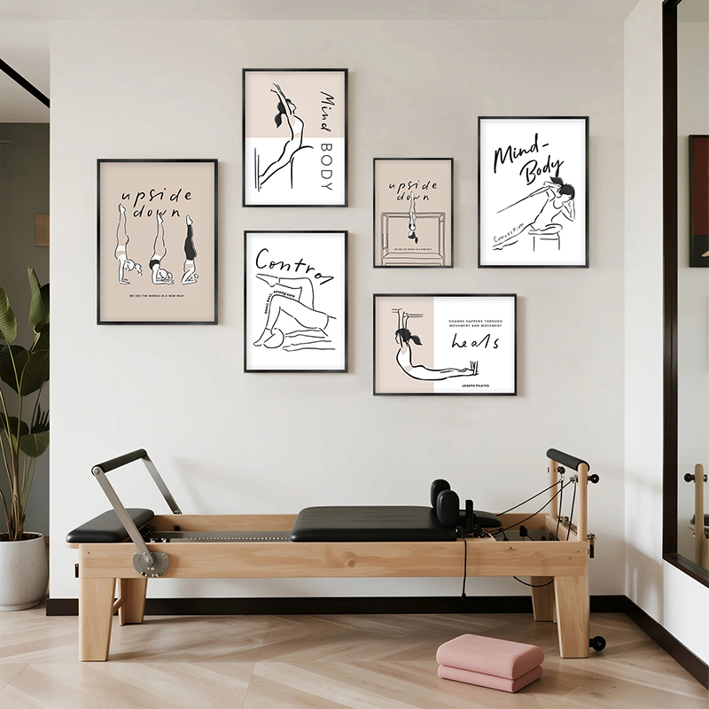Pilates Yoga Movement - 필라테스 포즈 아트 프린트, 모던 미니멀리스트