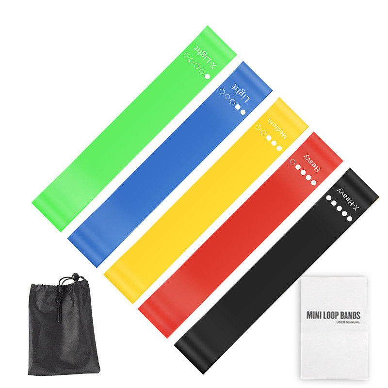 Pilates Yoga Board - 5개 TPE 저항 밴드 세트(보관 가방