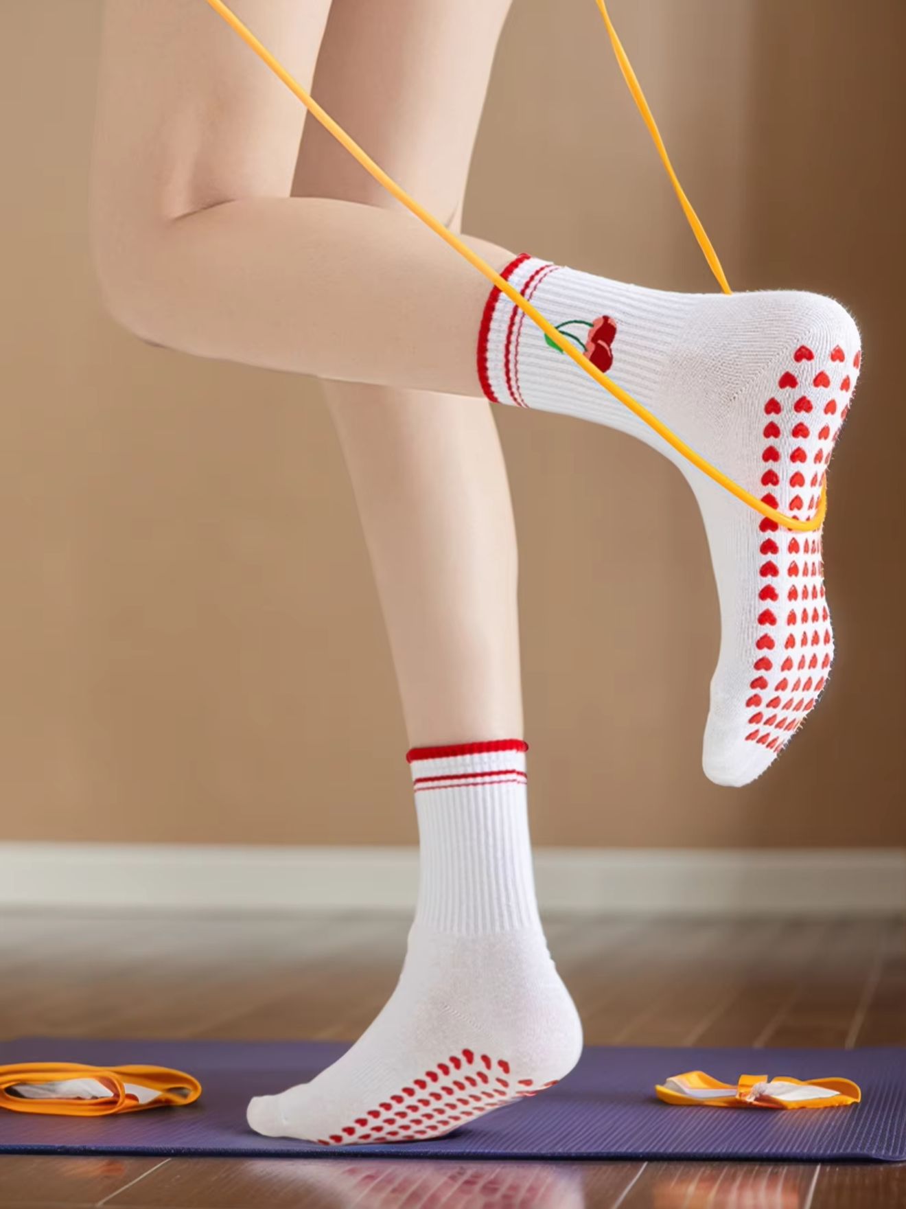 Pilates & Yoga Studio Alineacion - 1쌍 크로스보더 전문 요가 양말, 면