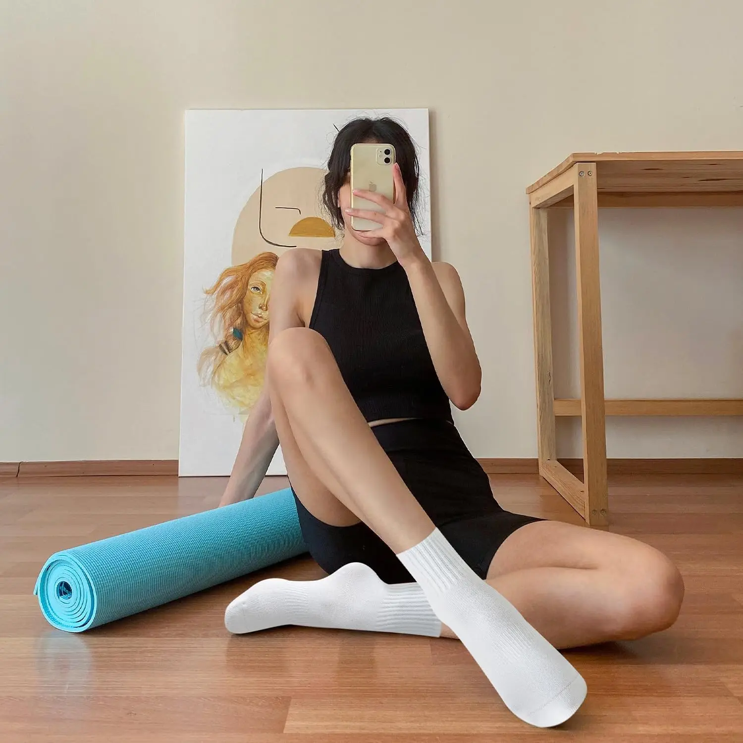 여성용 요가 양말 4켤레, 단색 미드솔 미끄럼 방지 그 - Pilates & Yoga Studio Alineacion 리뷰 및 가격