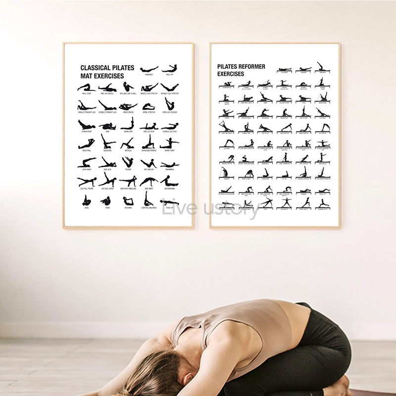프레임리스 필라테스 운동 차트 포스터 캔버스 프린트,  - Pilates Yoga &A 리뷰 및 가격